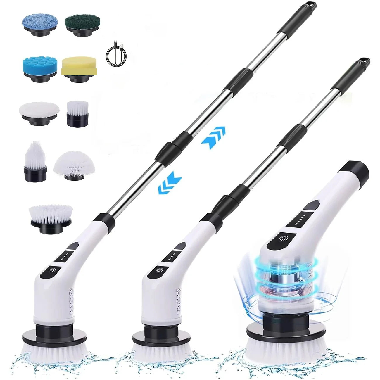 9-in-1 Electric Spin Cleaning Brush – Cordless Multi-Surface Scrubber with Adjustable Heads