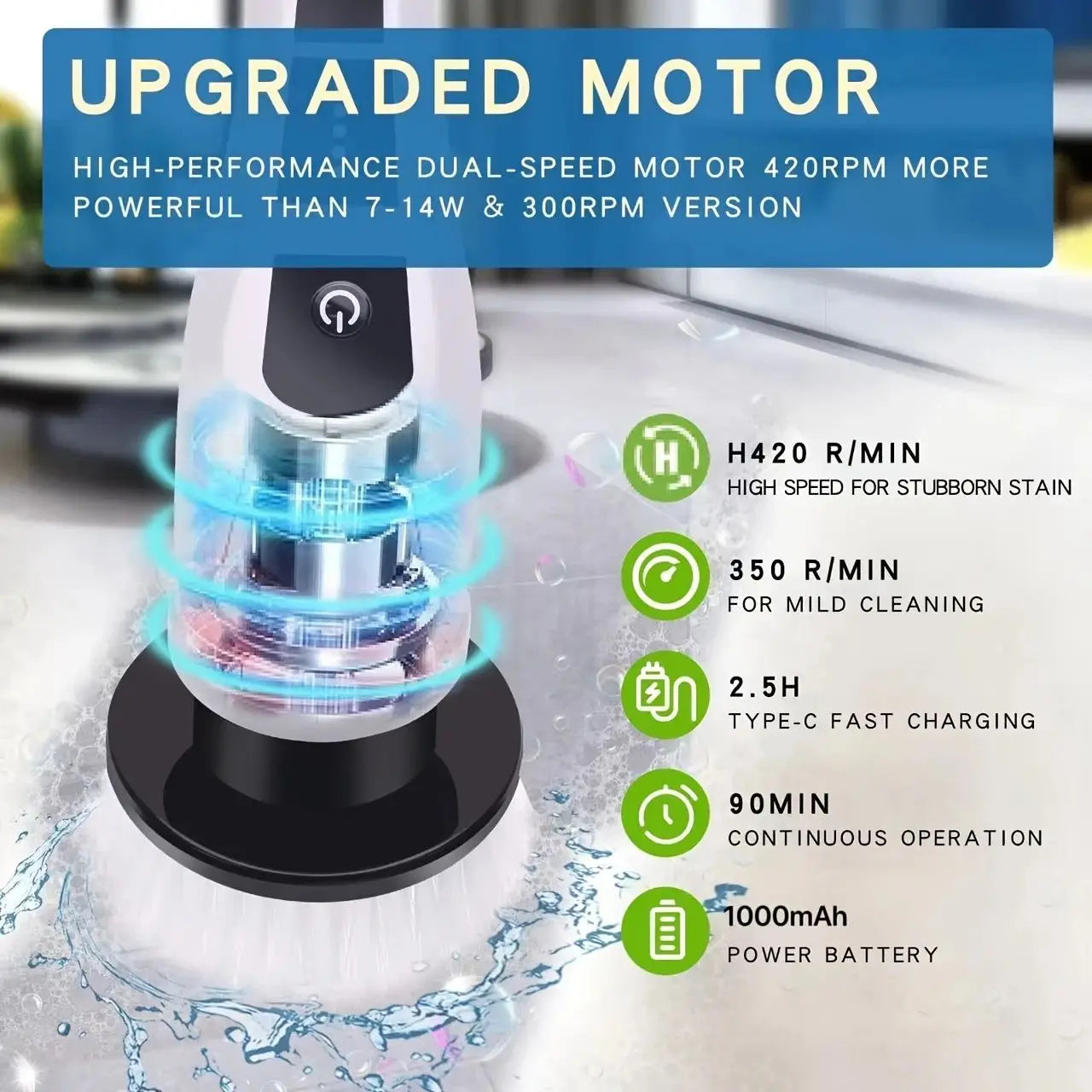9-in-1 Electric Spin Cleaning Brush – Cordless Multi-Surface Scrubber with Adjustable Heads