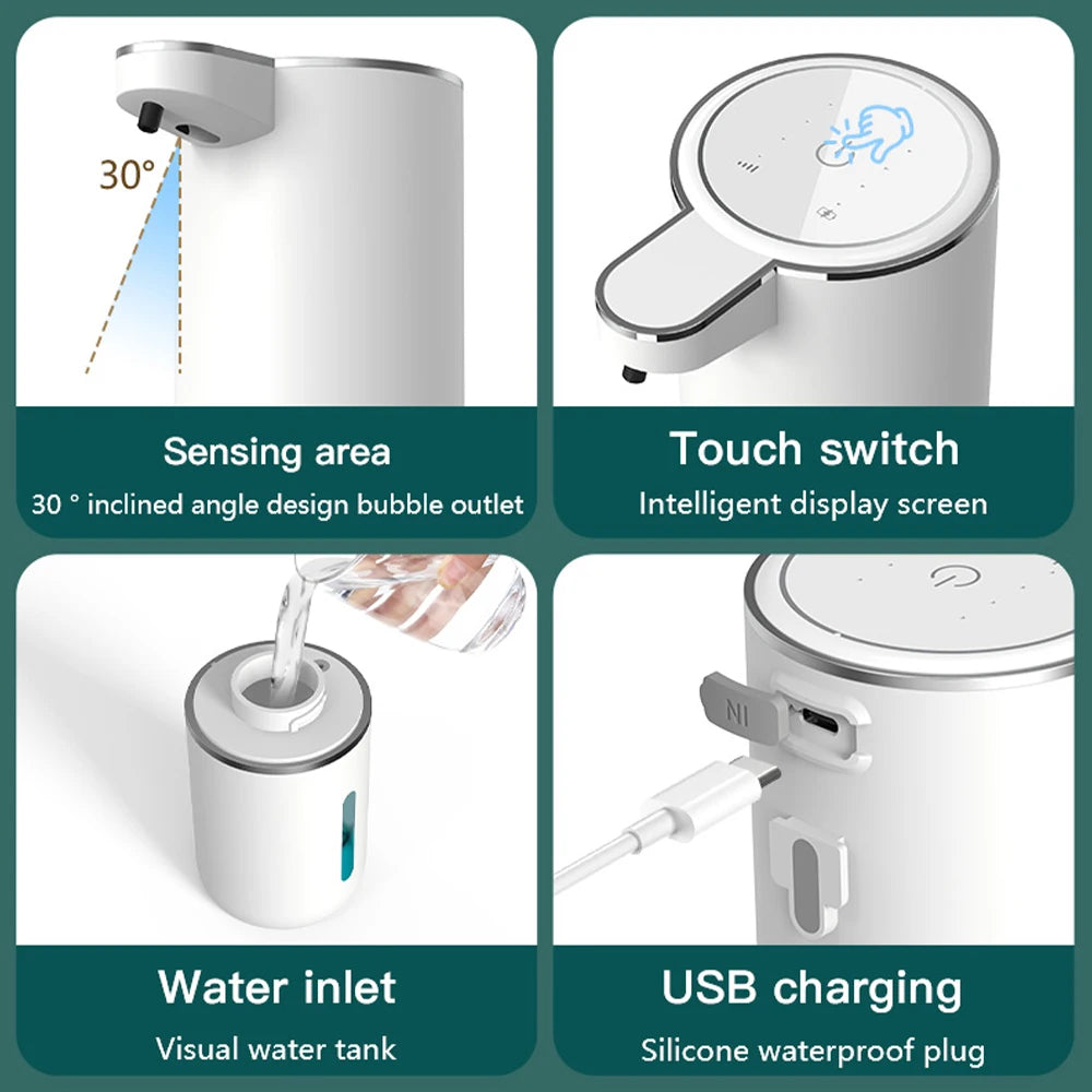 Automatic Touchless Foaming Soap Dispenser – 380ml, USB Rechargeable
