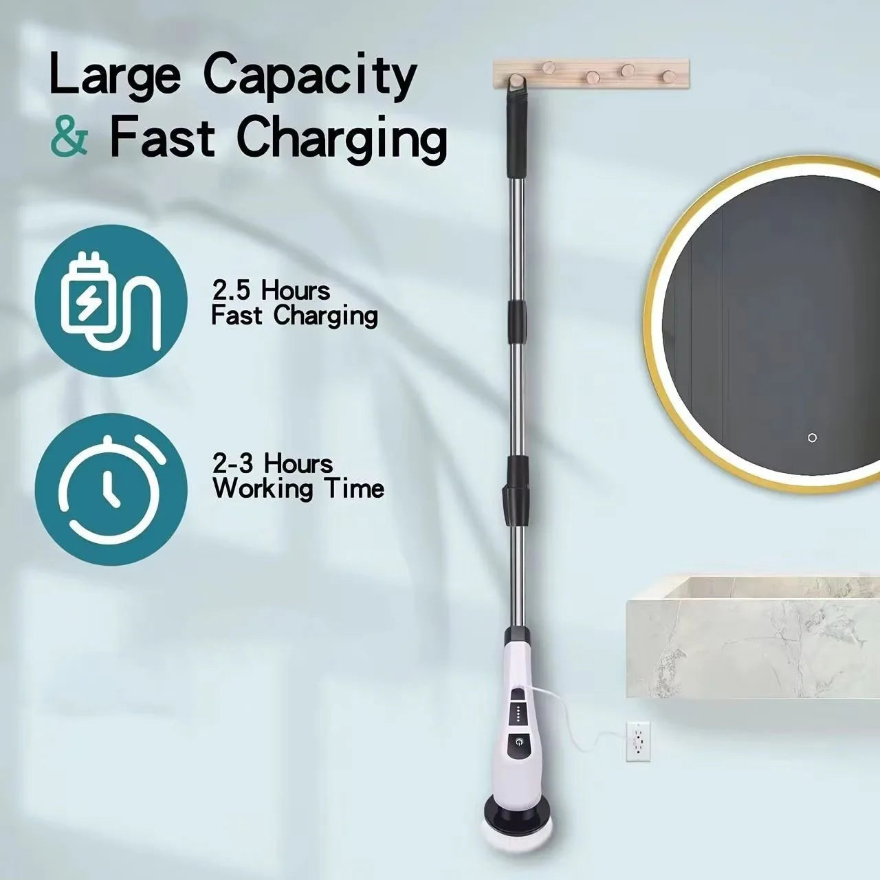 9-in-1 Electric Spin Cleaning Brush – Cordless Multi-Surface Scrubber with Adjustable Heads