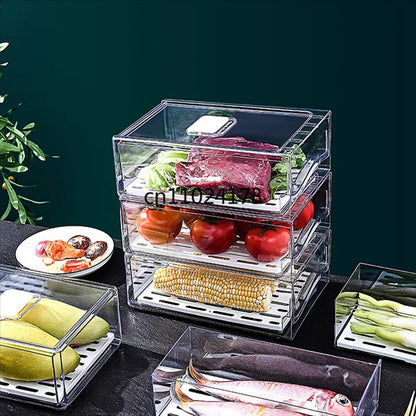 Stackable Fridge Storage Drawer – Clear Pull-Out Refrigerator Organizer
