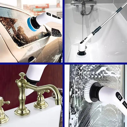 9-in-1 Electric Spin Cleaning Brush – Cordless Multi-Surface Scrubber with Adjustable Heads