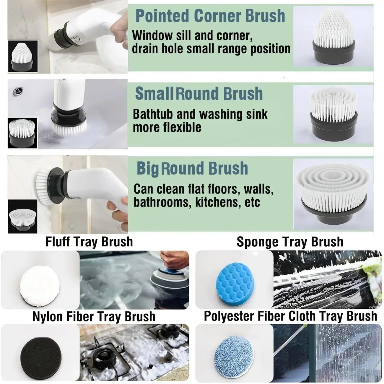 9-in-1 Electric Spin Cleaning Brush – Cordless Multi-Surface Scrubber with Adjustable Heads