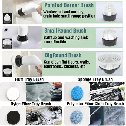 9-in-1 Electric Spin Cleaning Brush – Cordless Multi-Surface Scrubber with Adjustable Heads
