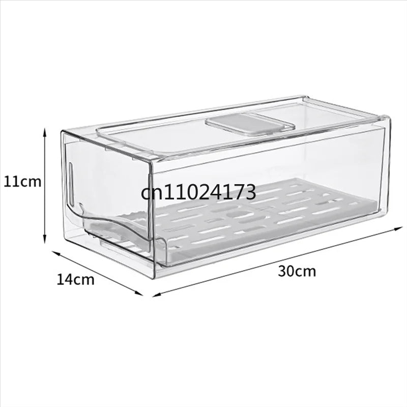 Stackable Fridge Storage Drawer – Clear Pull-Out Refrigerator Organizer