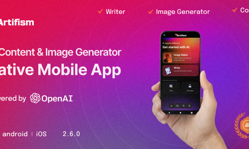 Artifism - AI Content, Image, Voiceover & Code Generator Mobile App